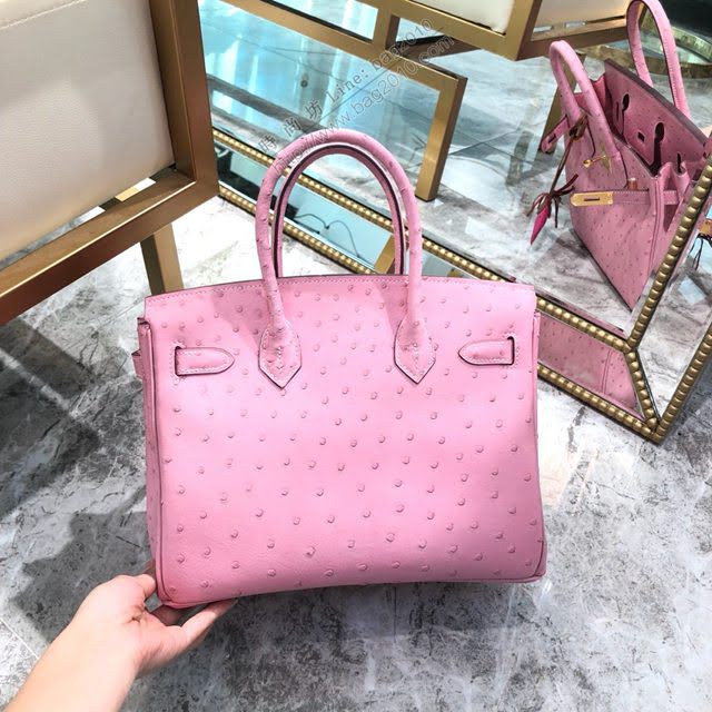 Hermes女包 愛馬仕Birkin30cm Hermes鉑金包 進口k級鴕鳥皮 手工蠟線縫製 Hermes鴕鳥皮手提女包  am1984